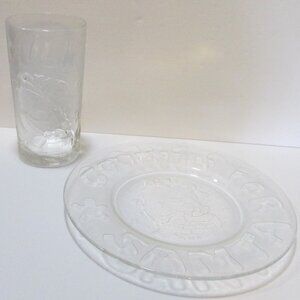 Luminarc clear glass Milk Cookies for Santa plate and cup set Christmas